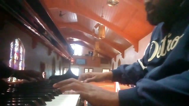 Making up music at the church pantry.