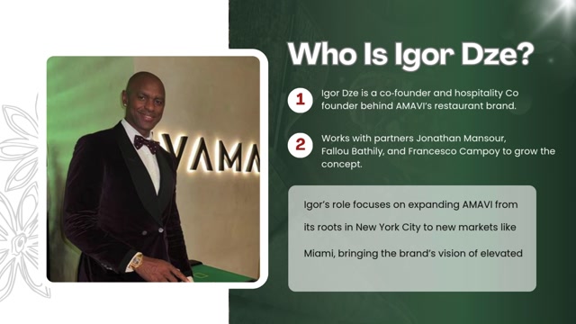 Igor Dze & AMAVI Hospitality, Vision, and Mediterranean Flavor