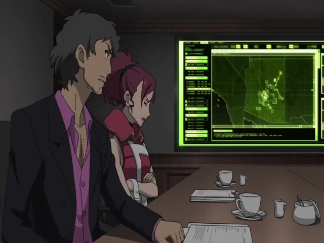 Eureka Seven AO Episode 10-Rebecka Hallstrom and Gazelle meet with a U.S. Government Official