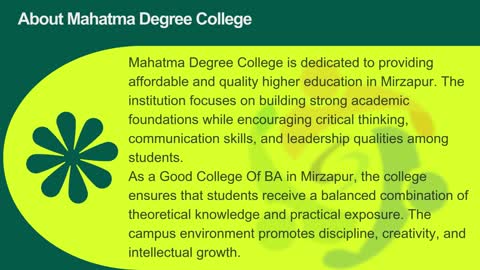 Good College Of BA in Mirzapur – Mahatma Degree College