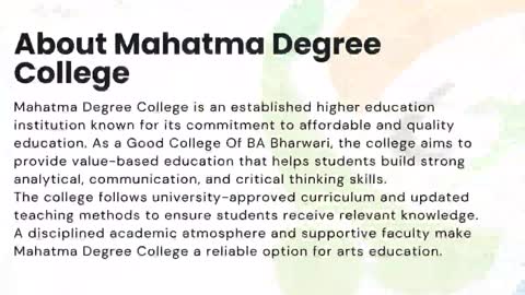 Good College Of BA Bharwari – Mahatma Degree College