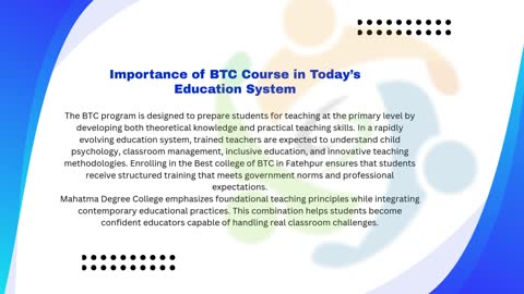 Best College of BTC in Fatehpur – Mahatma Degree College