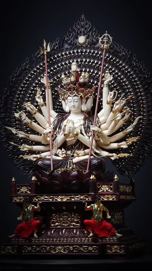 Thousand-Hand Guanyin | Sandalwood Carving, Mammoth Ivory 