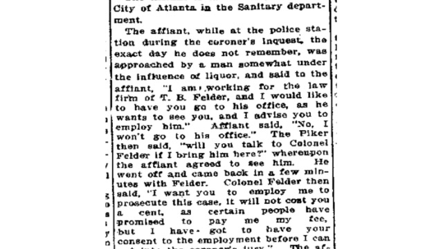 Saturday, 24th May 1913 Coleman Affidavit Which Police Say Felder Wanted