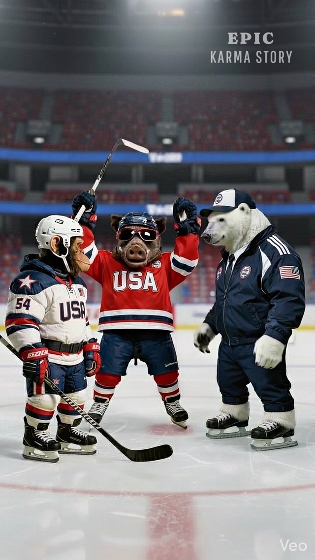 Bully Boar Cheats For Team USA, BIG MISTAKE! 🏒⛸️ (Net Crash) #hockey #sports #instantkarma #comedy 