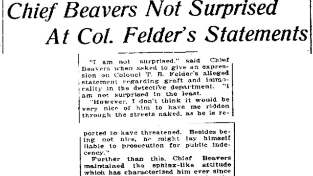 Saturday, 24th May 1913 Chief Beavers Not Surprised at Col. Felders Statements