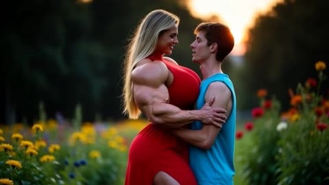 Muscle Goddess Crushes Tall Guy in Seductive Arm Wrestling… Then Lifts Him Like Nothing!