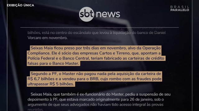 RAIO-X BANCO MASTER ｜ EXIBIÇÃO ÚNICA