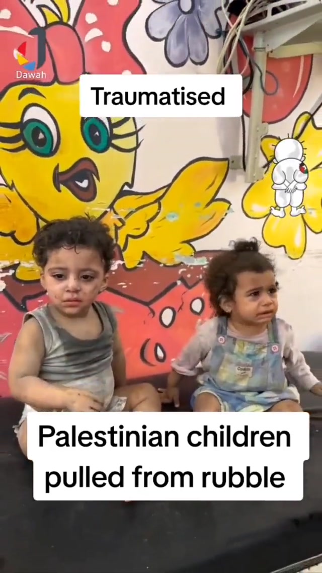 Two PalestineBABIES  pulled from the rubble-Oct 21-2023