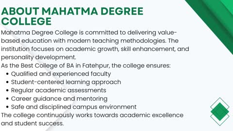 Best college of BA in Fatehpur – Mahatma Degree College