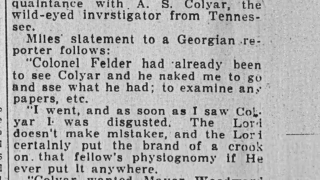 Saturday, 24th May 1913 Miles Says He Had Mayor Go to Room