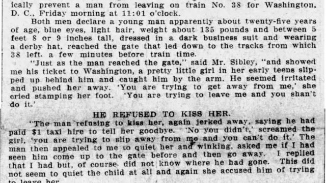 Tuesday 29th April 1913 Witnesses Positive Murdered Girl Was Same Who Created Scene at the Terminal Station on Friday