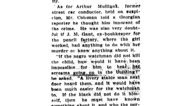 Tuesday 29th April 1913 Negro Watchman is Accused by Slain Girls Stepfather