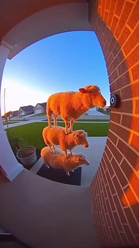 🐑Sheep Rings Doorbell! 🔔 #funny #animals #sheep #sora #ai