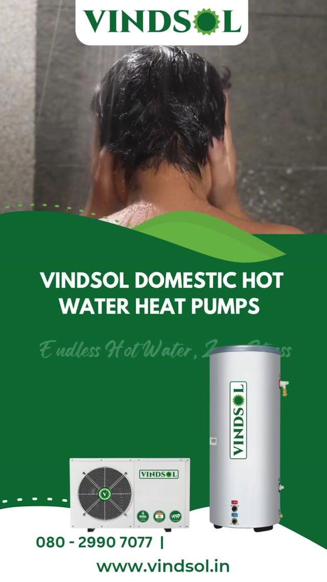 Enjoy endless hot water with maximum comfort and energy savings using Vindsol Domestic Hot Water Heat Pumps.