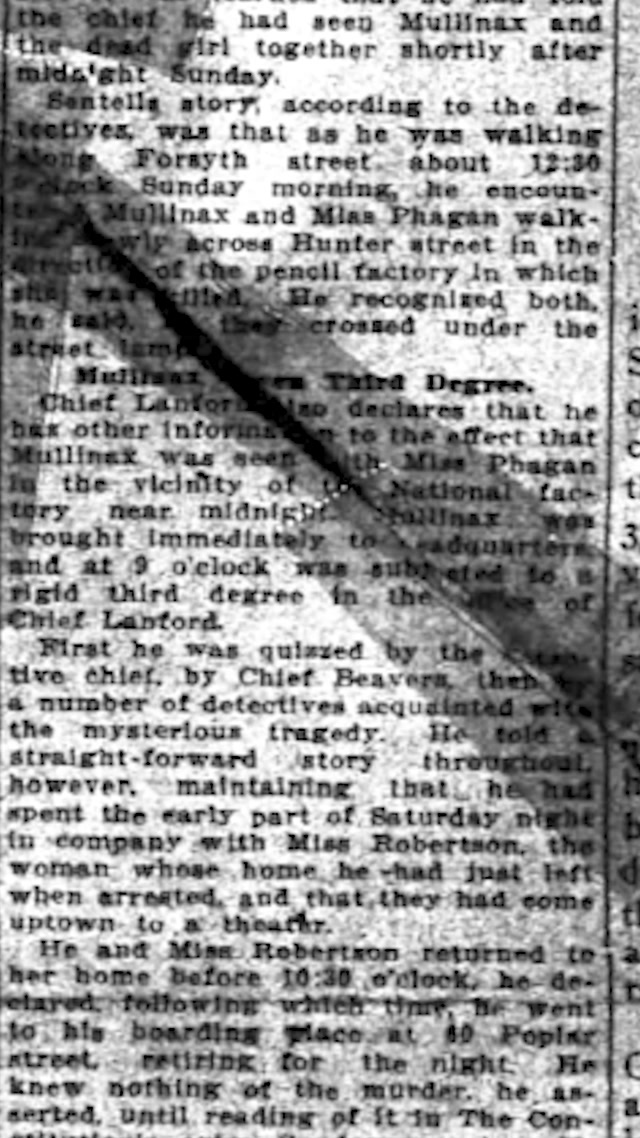 Mullinax Grilled by Police – Atlanta Constitution Front Page, 1913