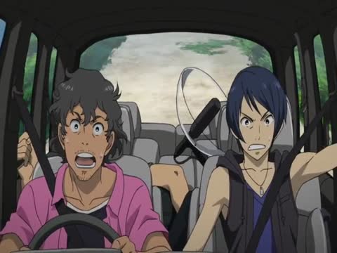 Eureka Seven AO Episode 9-Gazelle driving the car with Pippo and Han Juno!!!!