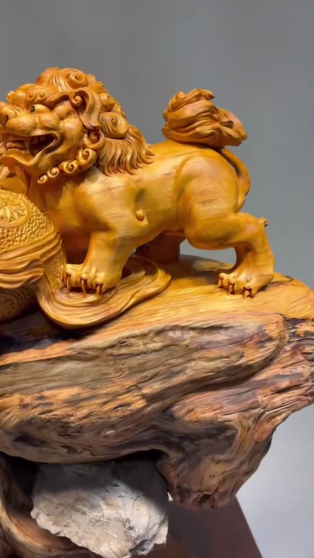 Wooden carved lion