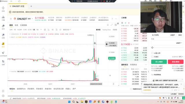 熊市里别一味骂山寨，项目方要“拉盘”得真掏钱；并点名ON、STO、NOM（图里对应合约NOMUSDTSTOUSDTONUSDT）近期波动涨幅很大，偏情绪+观点分享。底部放量启动后，趋势出来了就别轻易下车。底仓拿得住，利润才能奔跑。