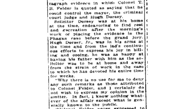 Saturday, 24th May 1913 Solicitor General Dorsey Talks of the Bribe Charge