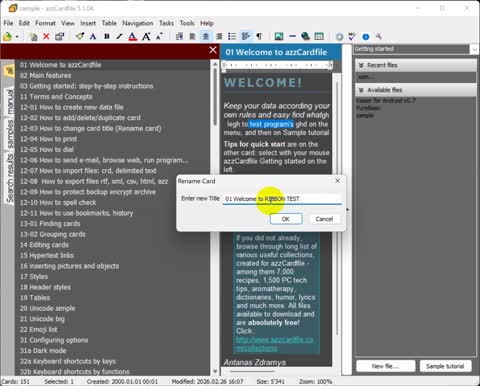 azzCardFile TEST RIBBON Feb. 2026 / 5.1.04
